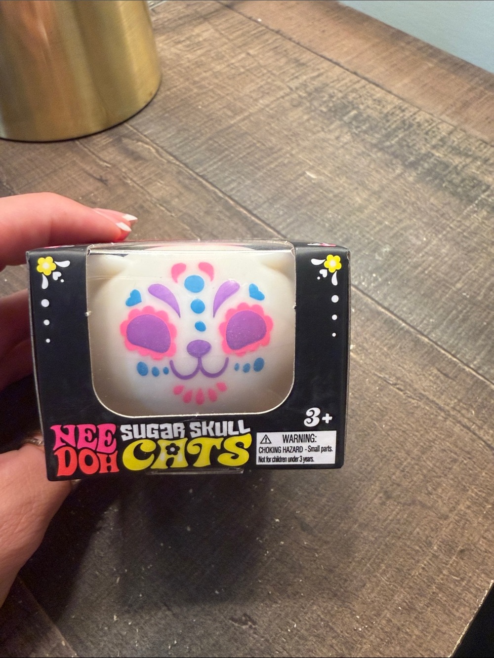 NEEDOH Sugar Skull Cat  - White with Pink & purple Accents